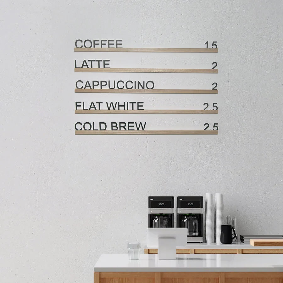 Wall Menu Rails for Cafes and Barbershops