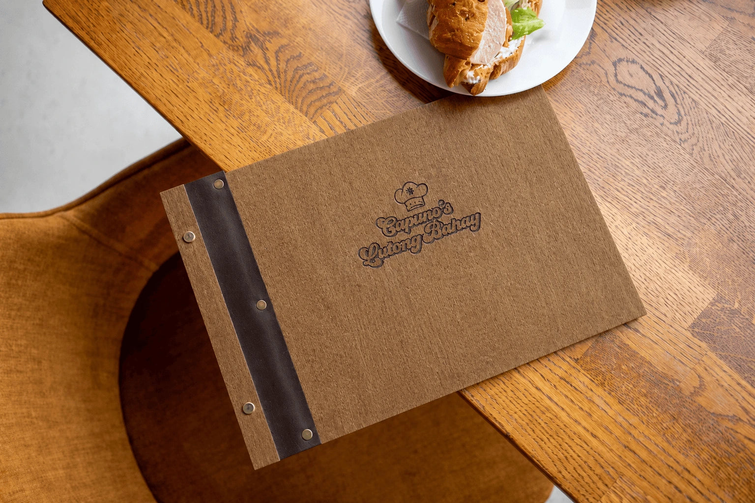 Eco-friendly wooden menu cover for restaurants (custom size and free engraving)