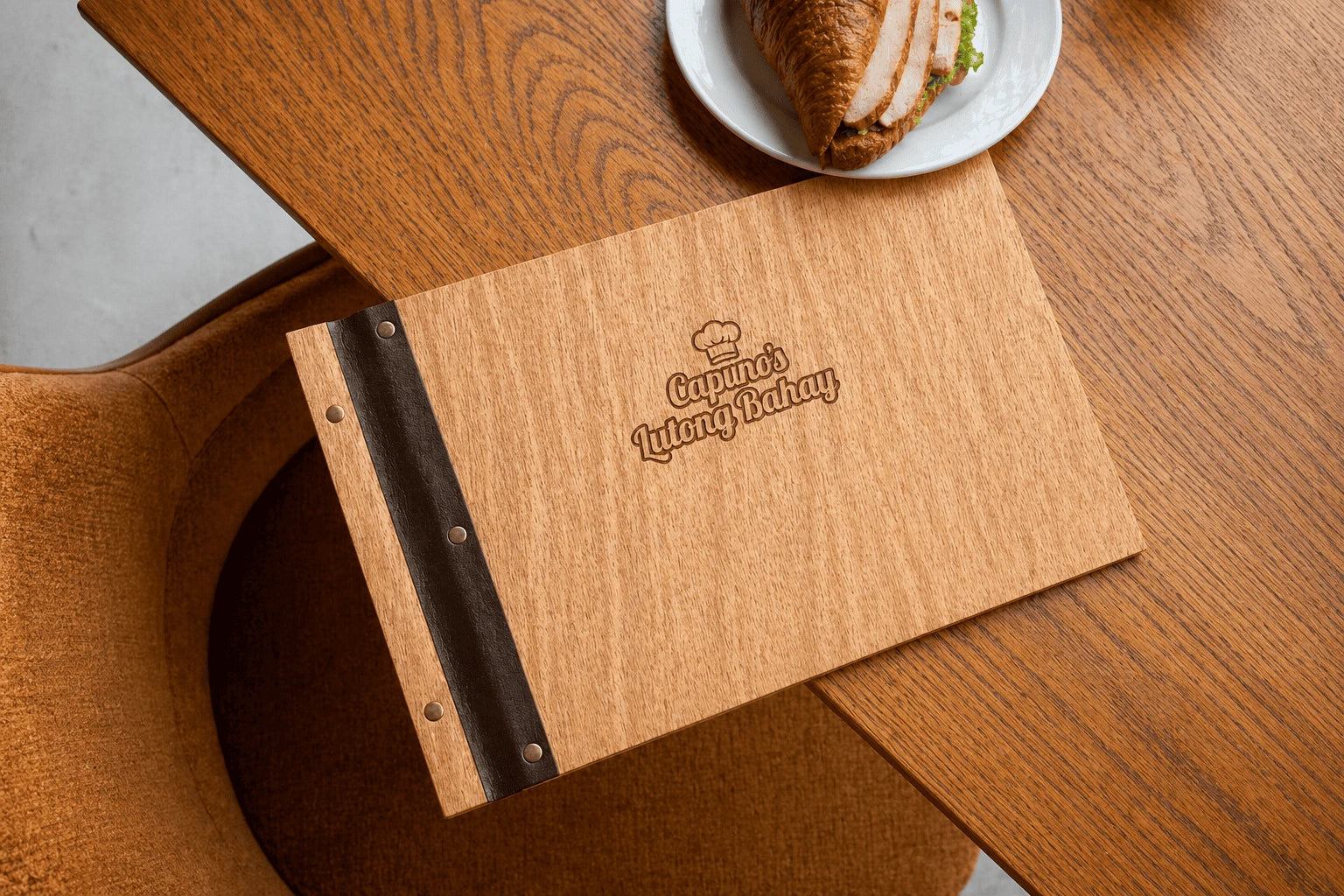 Eco-friendly wooden menu cover for restaurants (custom size and free engraving)