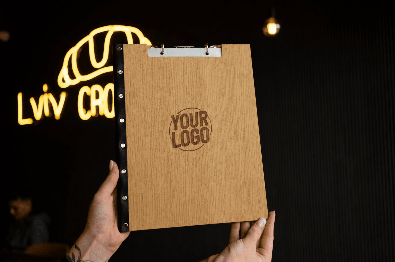 Personalized Wooden Menu Holder, Engraved Wooden Menu Folder with Customizable Options, Covers for Wedding Menu, m-103