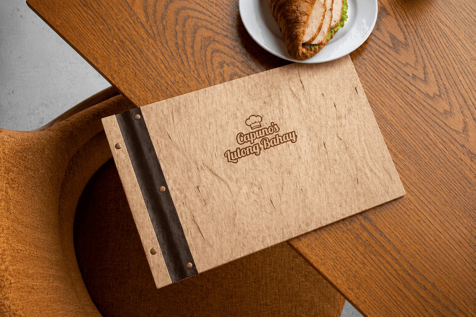 Eco-friendly wooden menu cover for restaurants (custom size and free engraving)