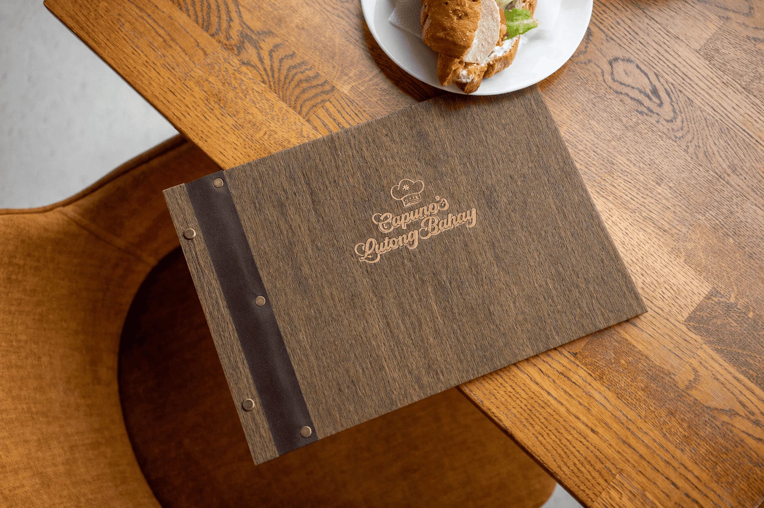 Eco-friendly wooden menu cover for restaurants (custom size and free engraving)