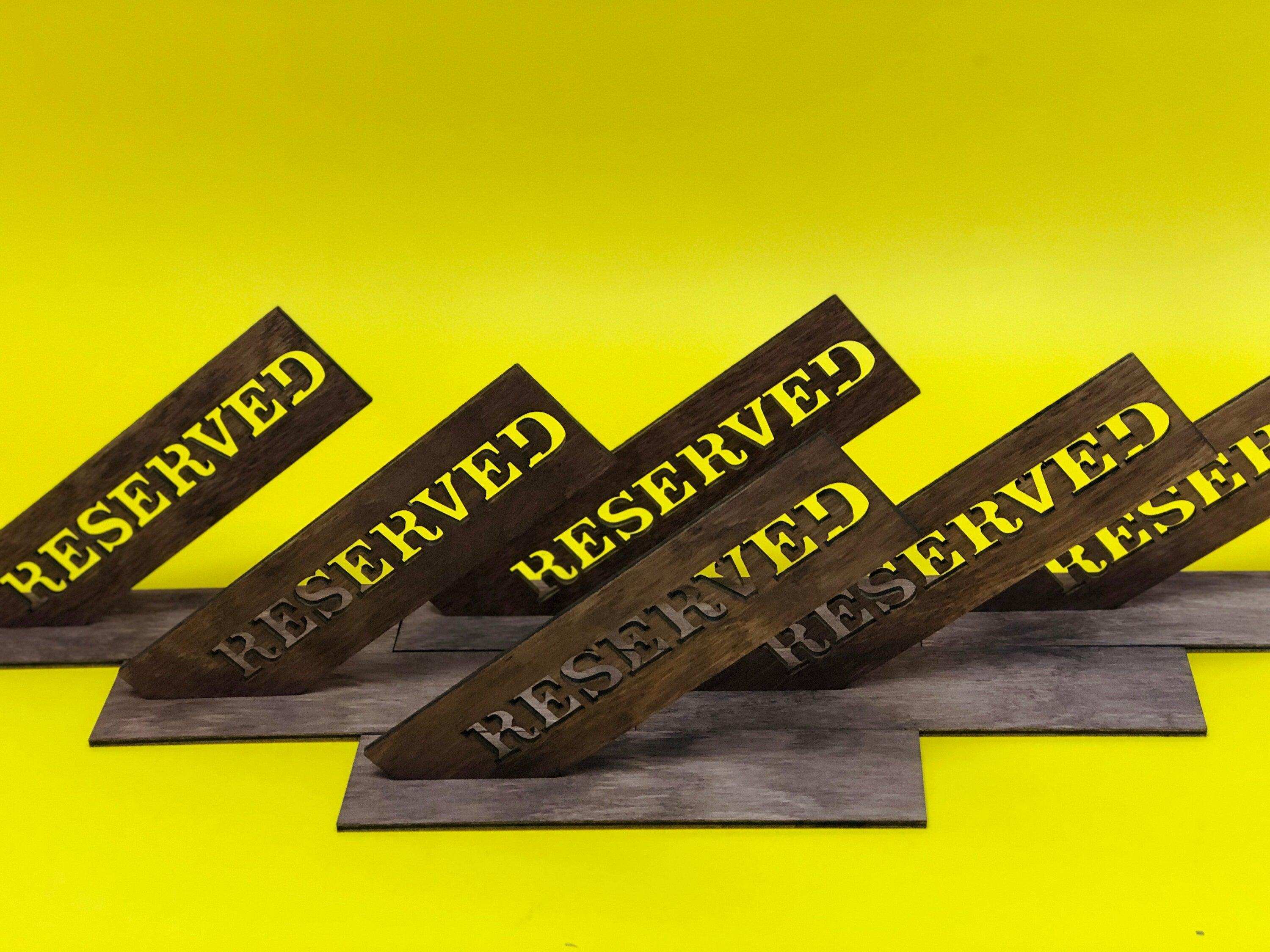 Elegant Wooden Reserved Table Sign for Dining Establishments