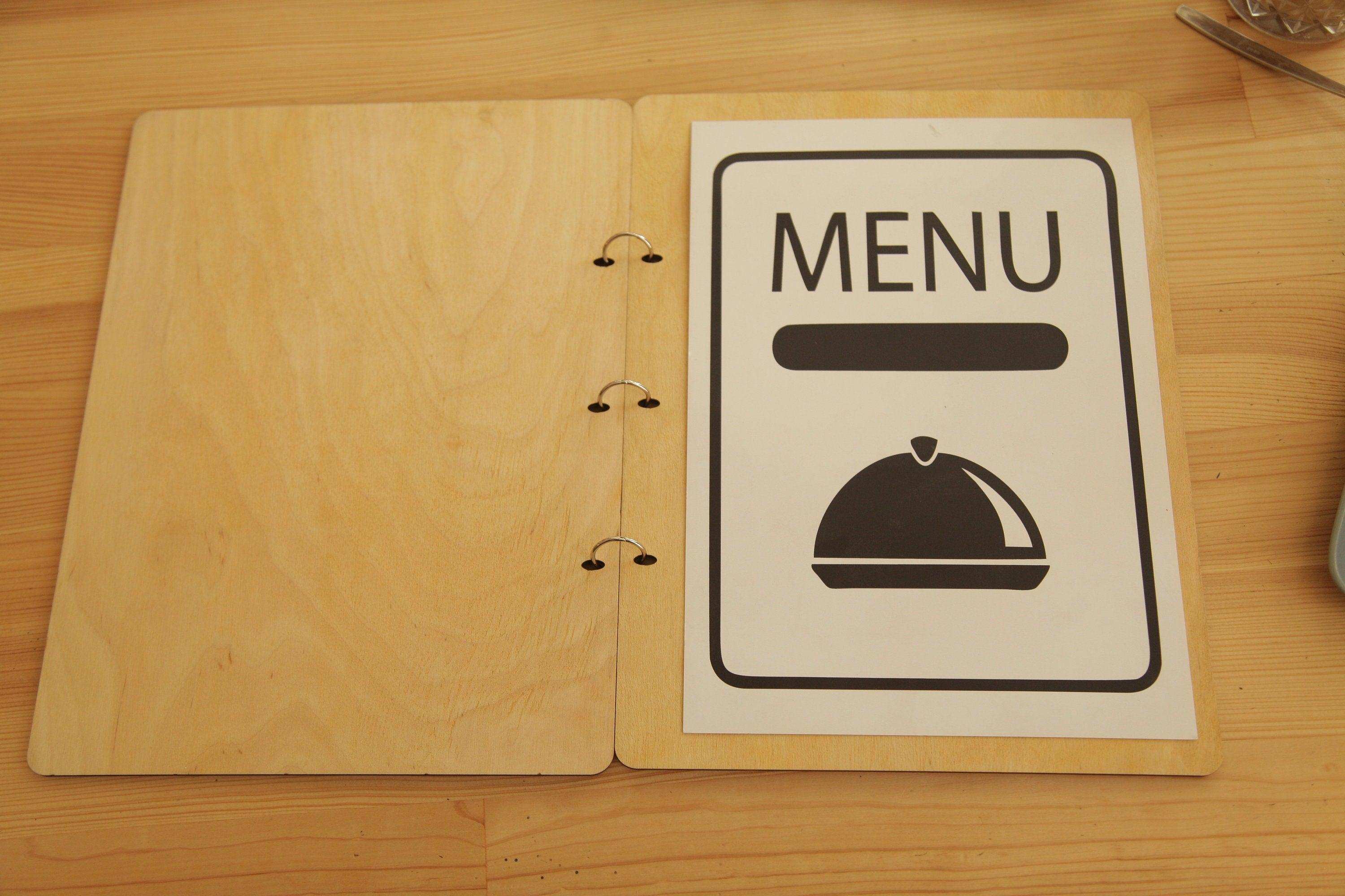 Engraved Wooden Menu Cover for Restaurants