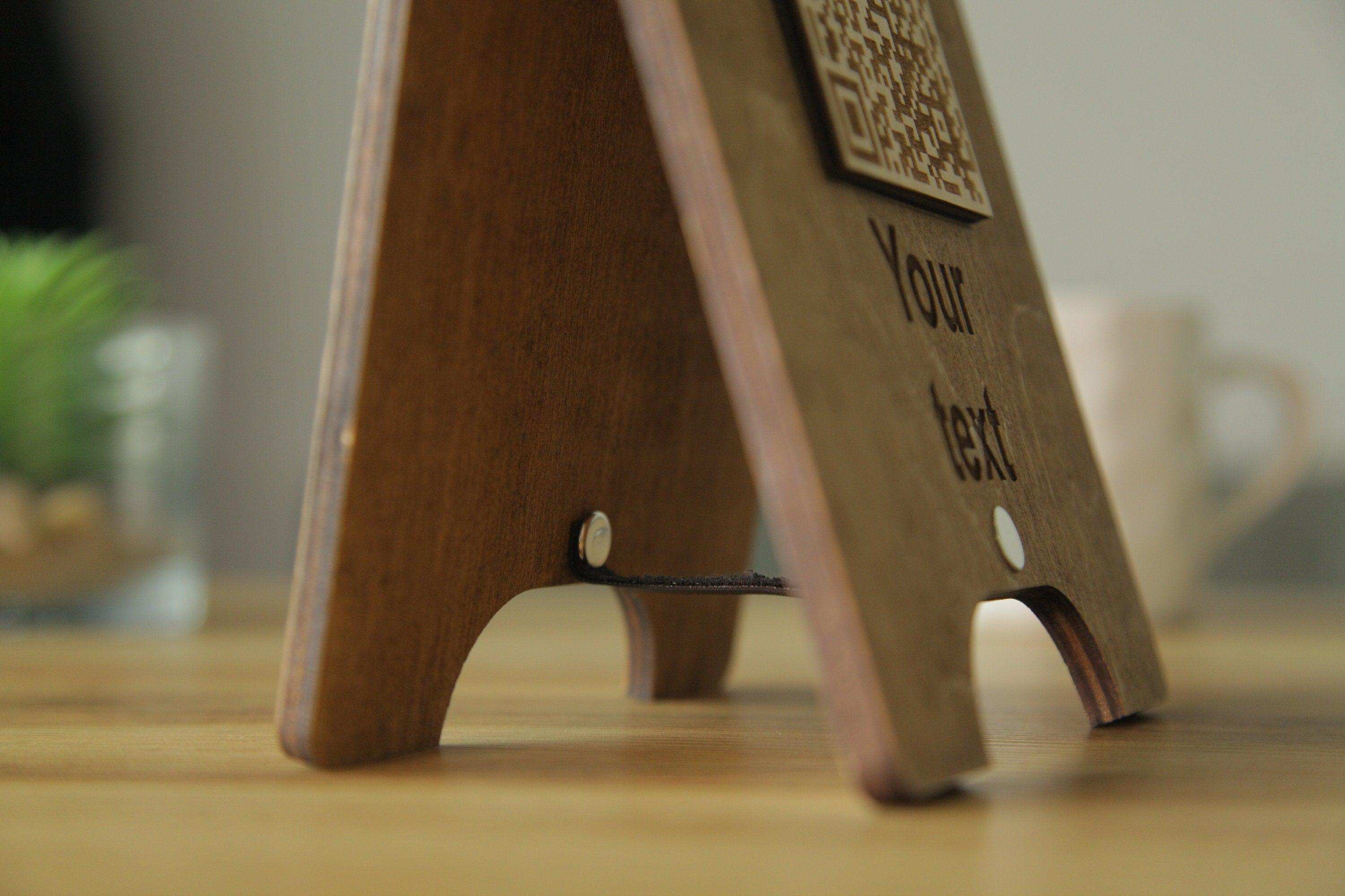 Wooden QR Code Menu Sign for Cafes