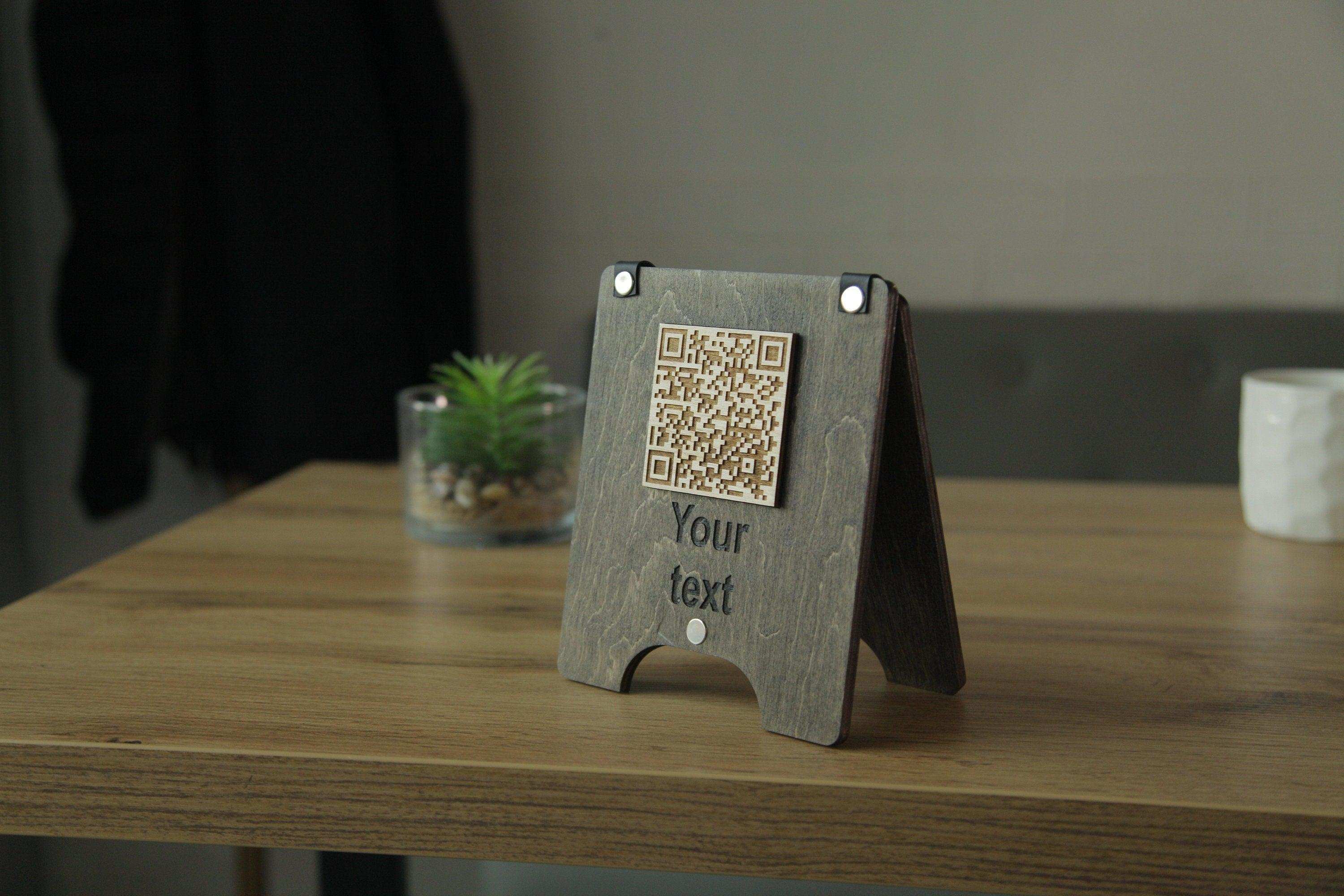 Wooden QR Code Menu Sign for Cafes