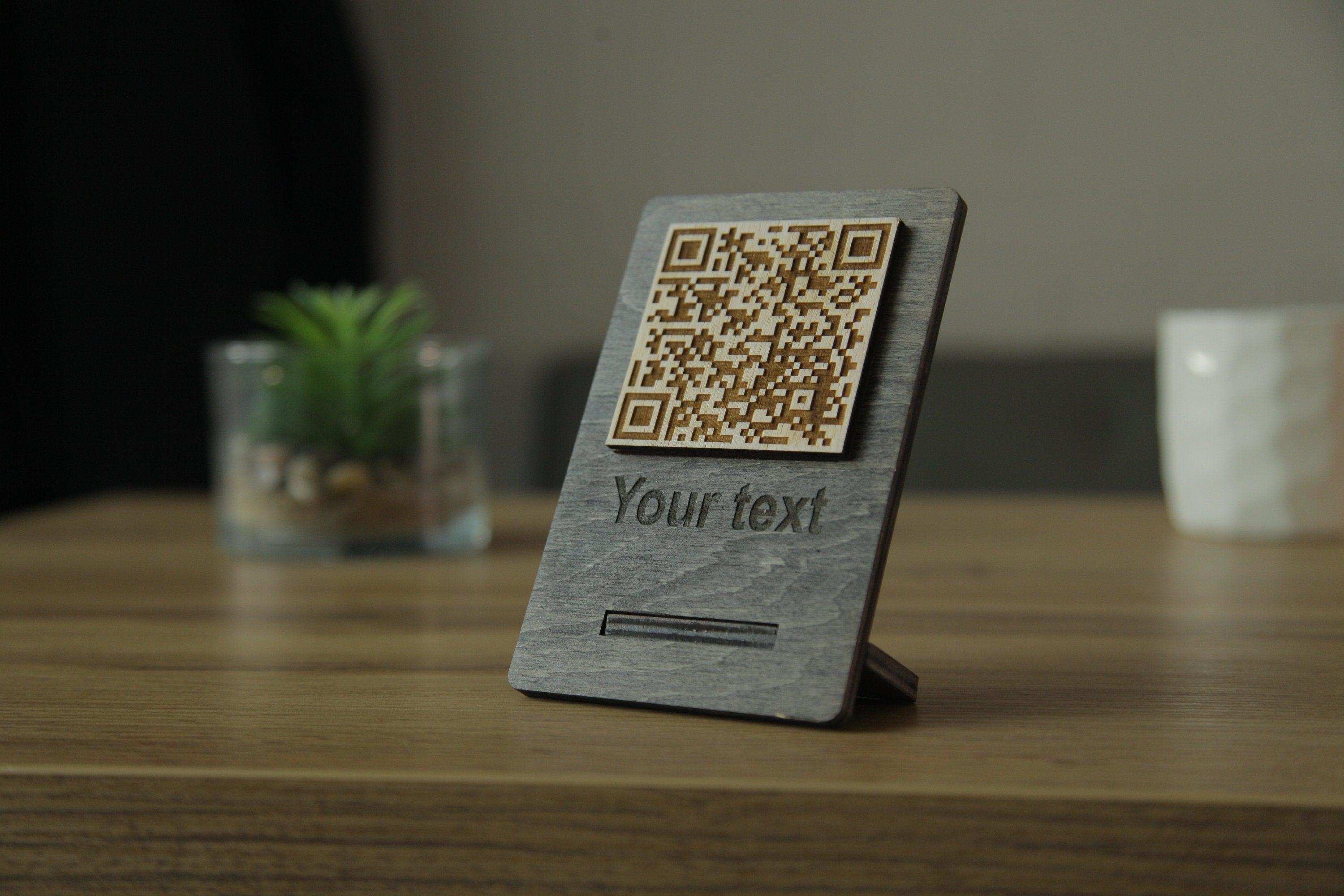 Handcrafted Wooden QR Code Menu Sign