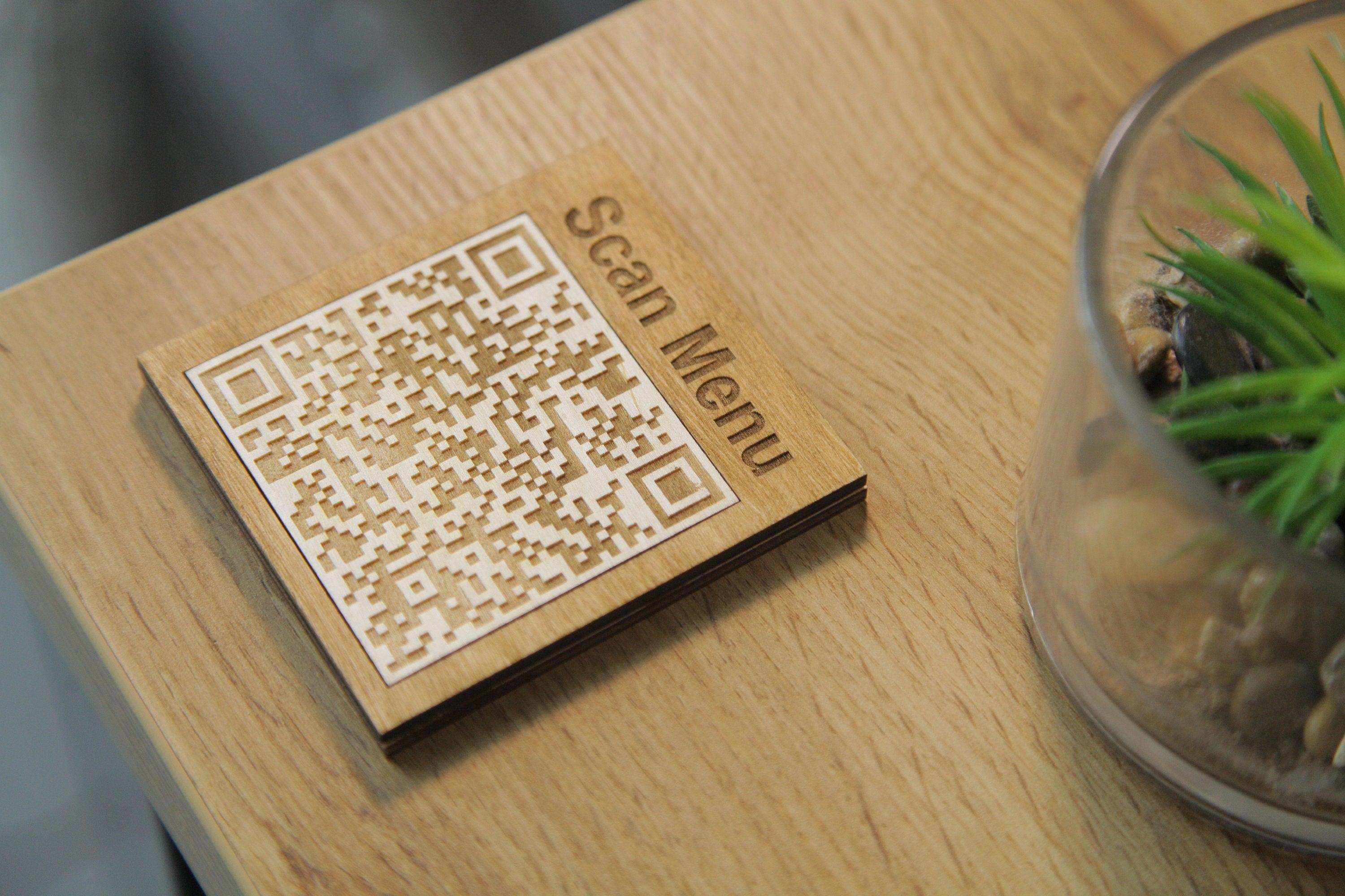 Premium Wooden QR Code Menu Display