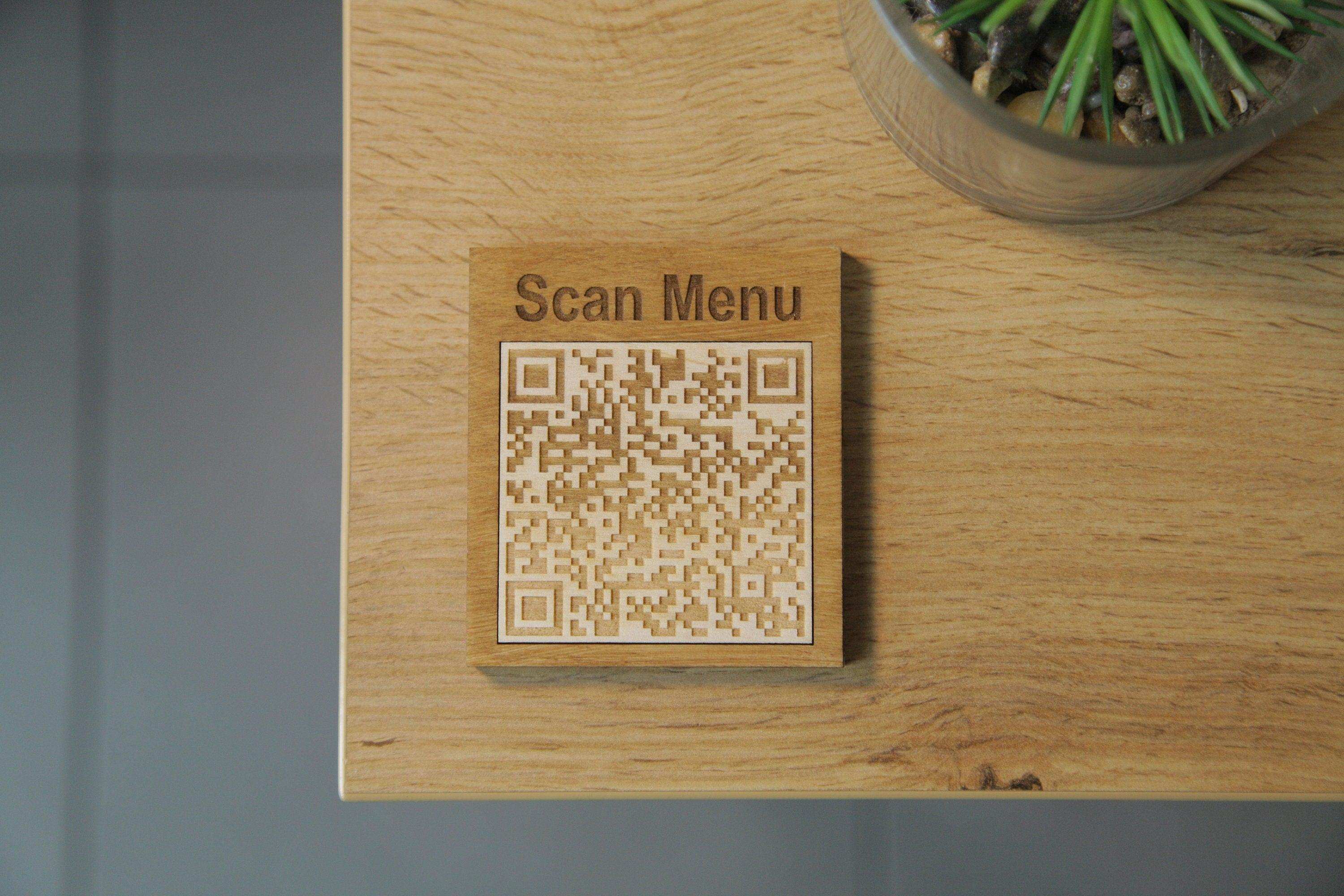 Premium Wooden QR Code Menu Display