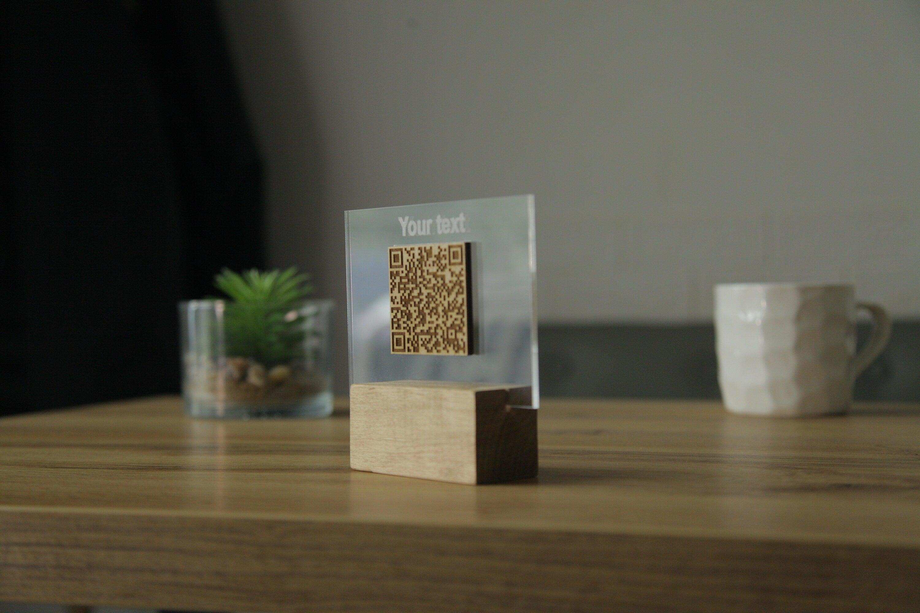 Wooden and Acrylic QR Code Menu Holder
