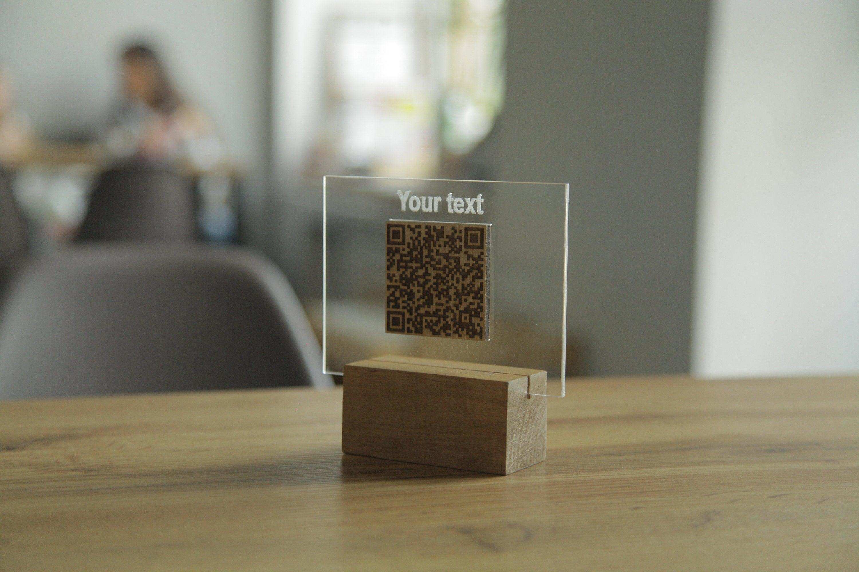 Wooden and Acrylic QR Code Menu Holder