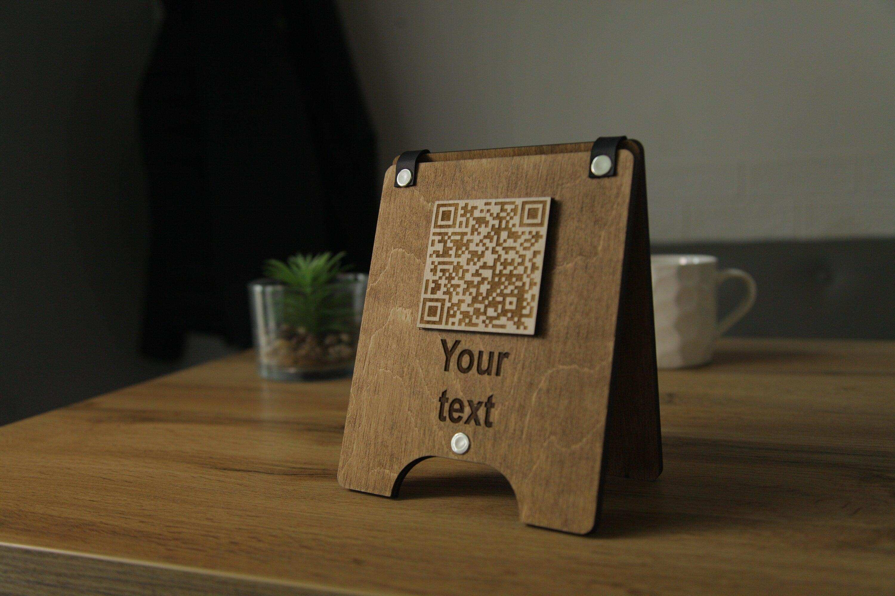 Wooden QR Code Menu Sign for Cafes