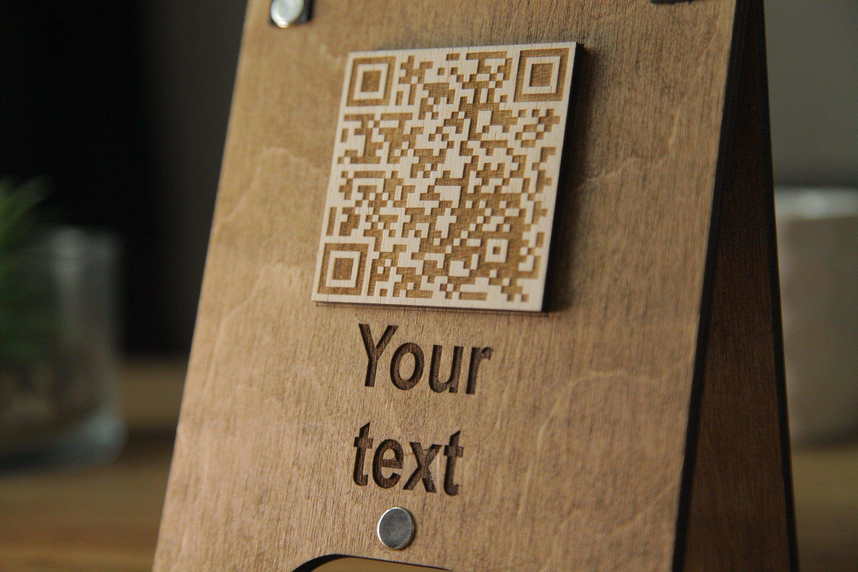 Wooden QR Code Menu Sign for Cafes