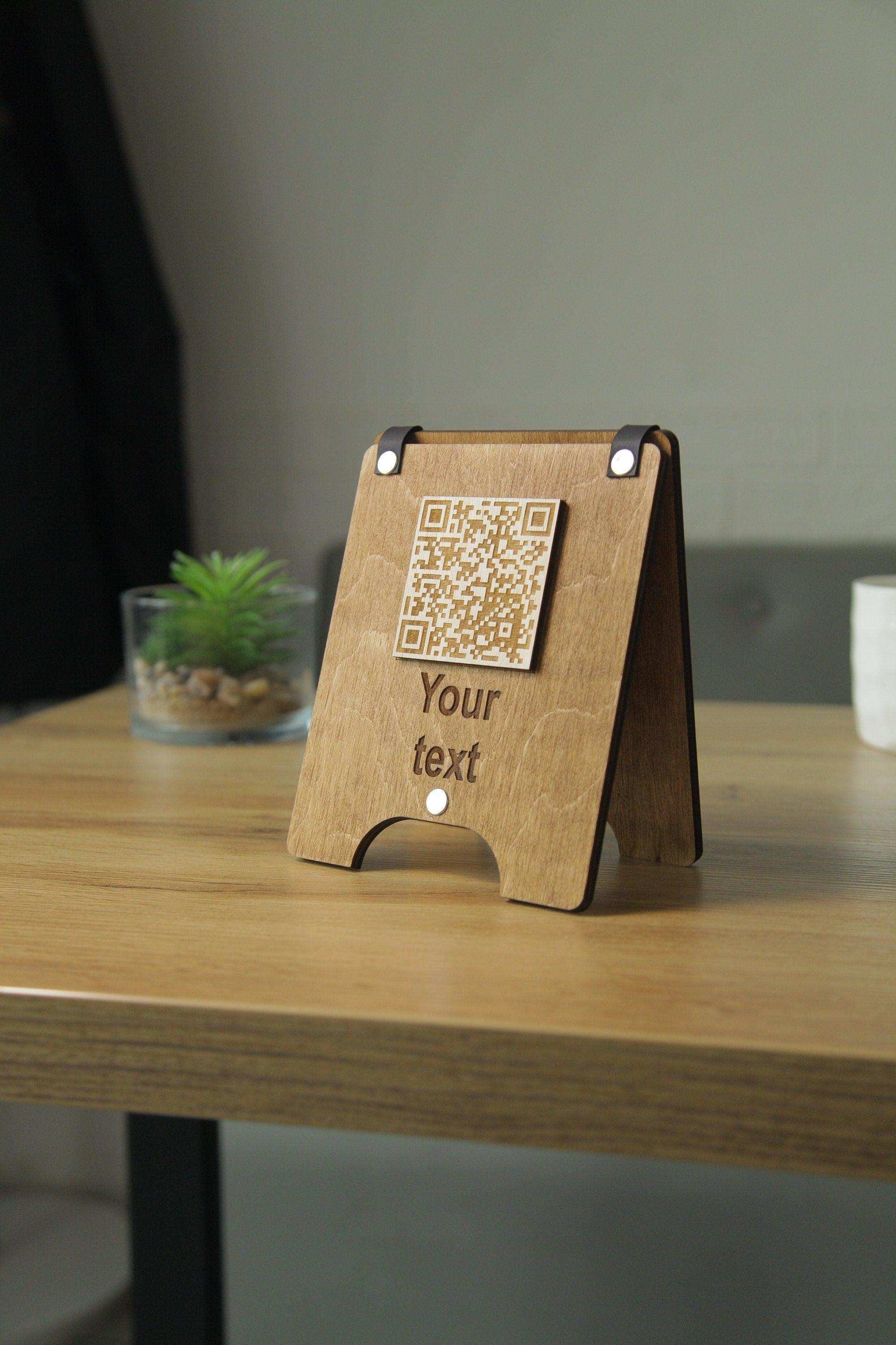 Wooden QR Code Menu Sign for Cafes