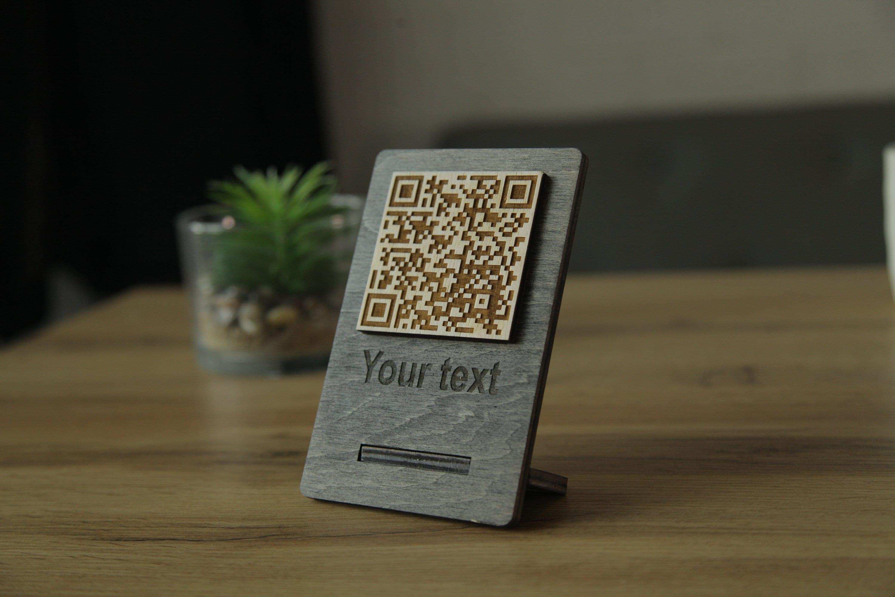 Handcrafted Wooden QR Code Menu Sign