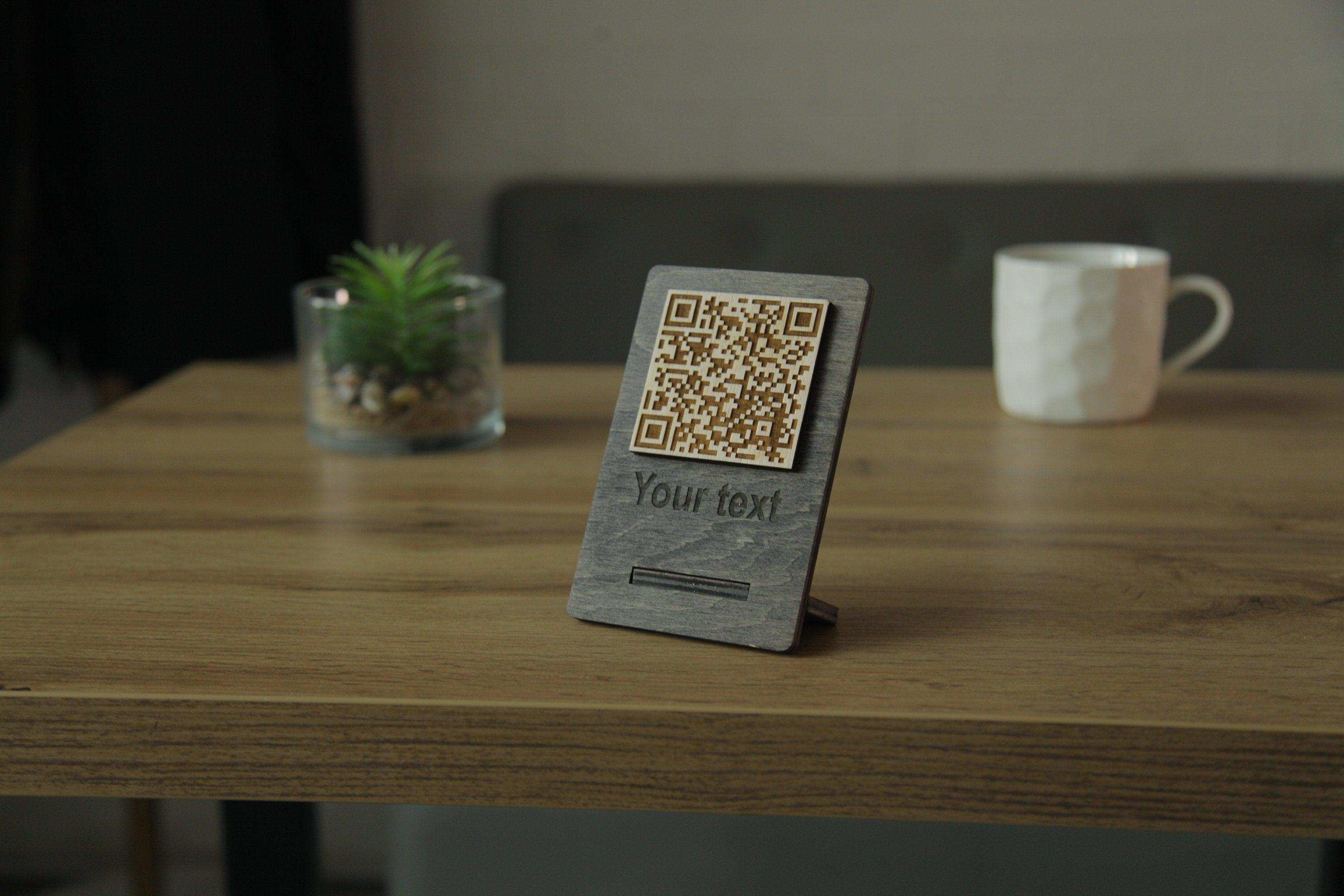 Handcrafted Wooden QR Code Menu Sign