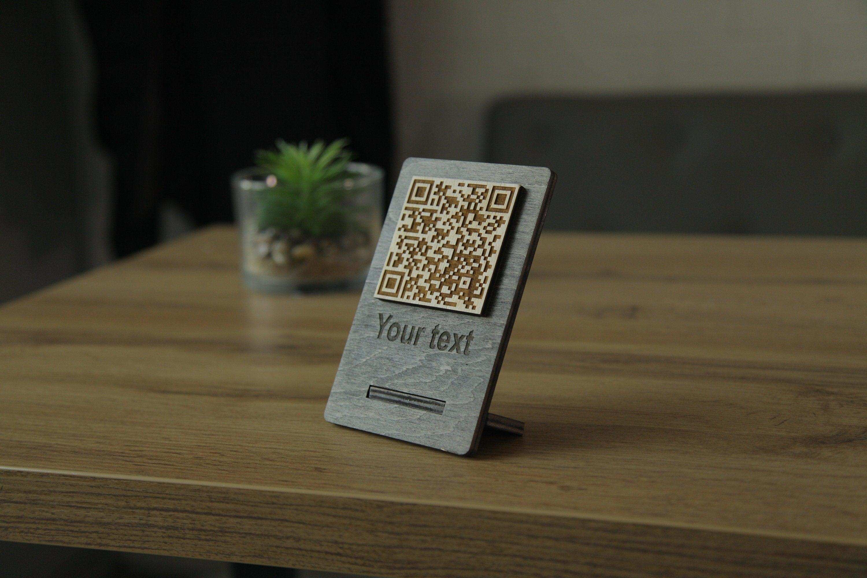 Handcrafted Wooden QR Code Menu Sign