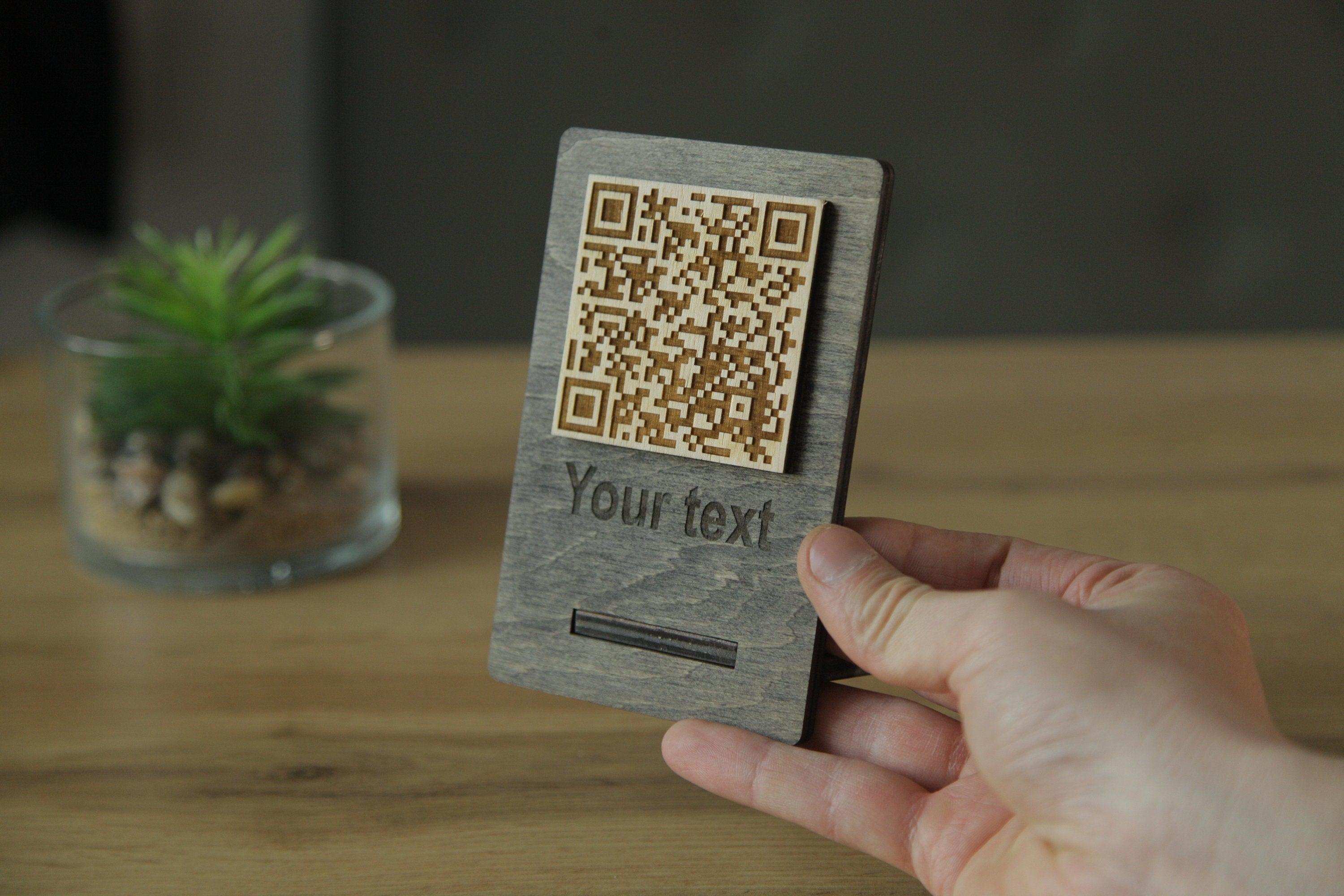 Handcrafted Wooden QR Code Menu Sign