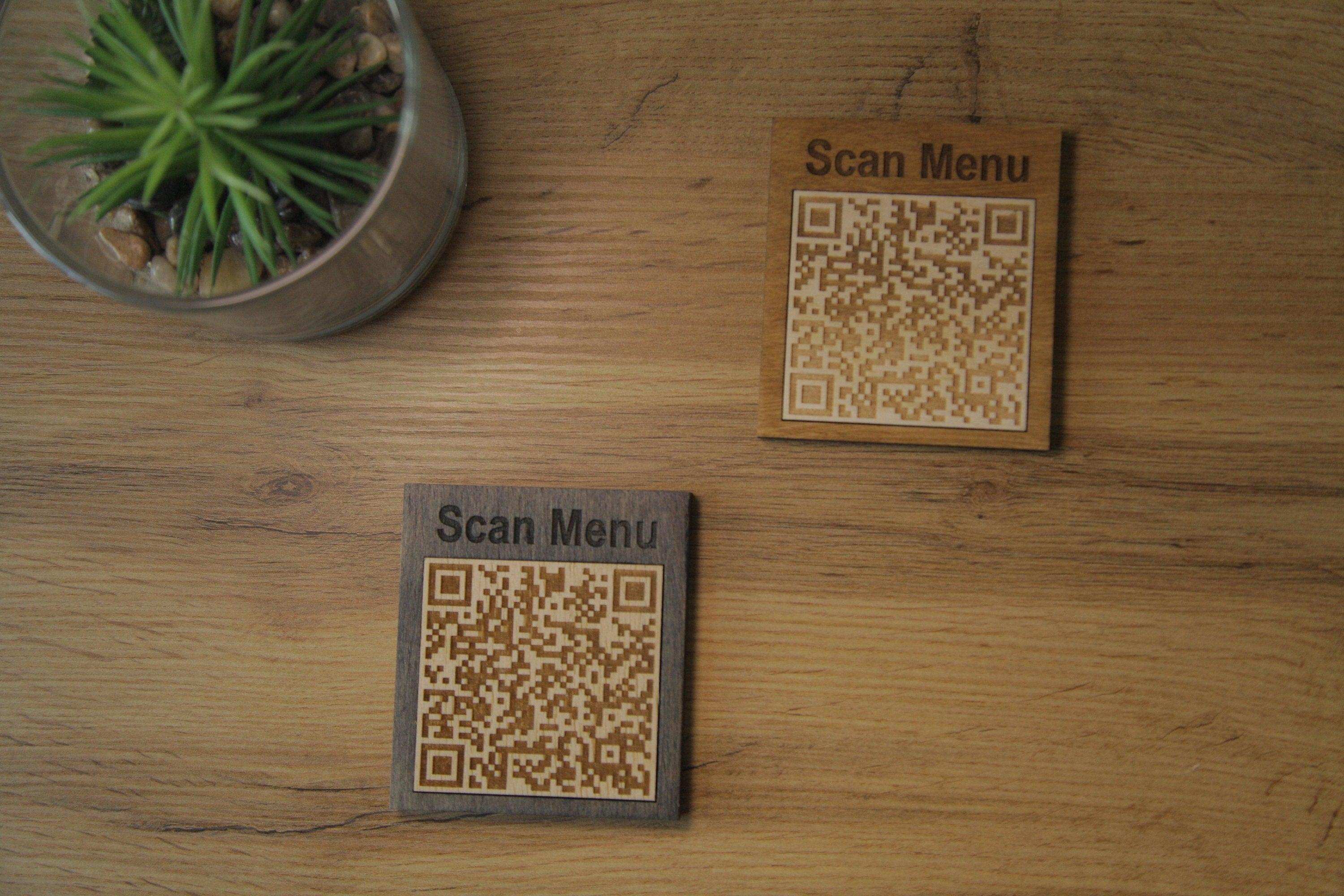 Premium Wooden QR Code Menu Display