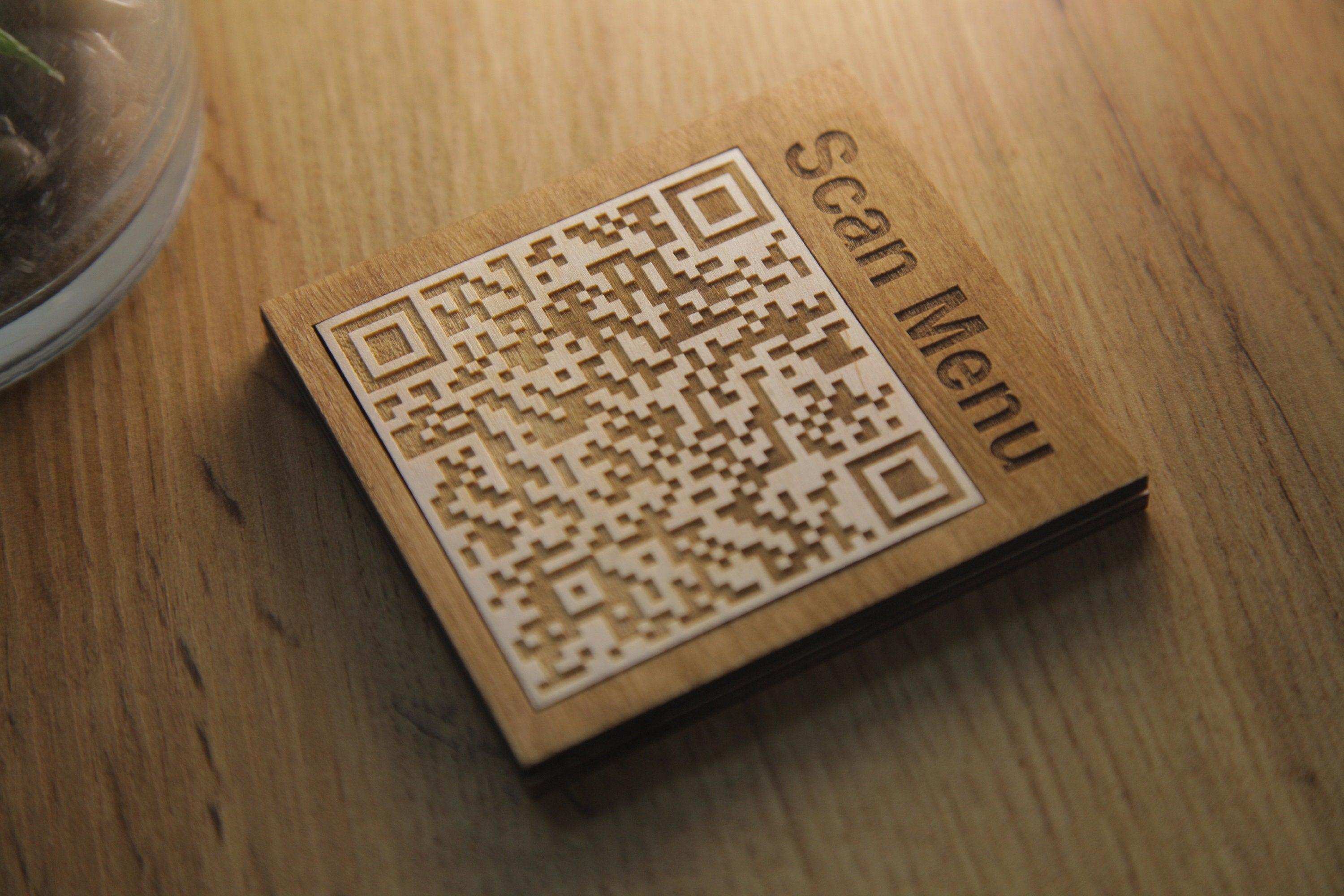 Premium Wooden QR Code Menu Display