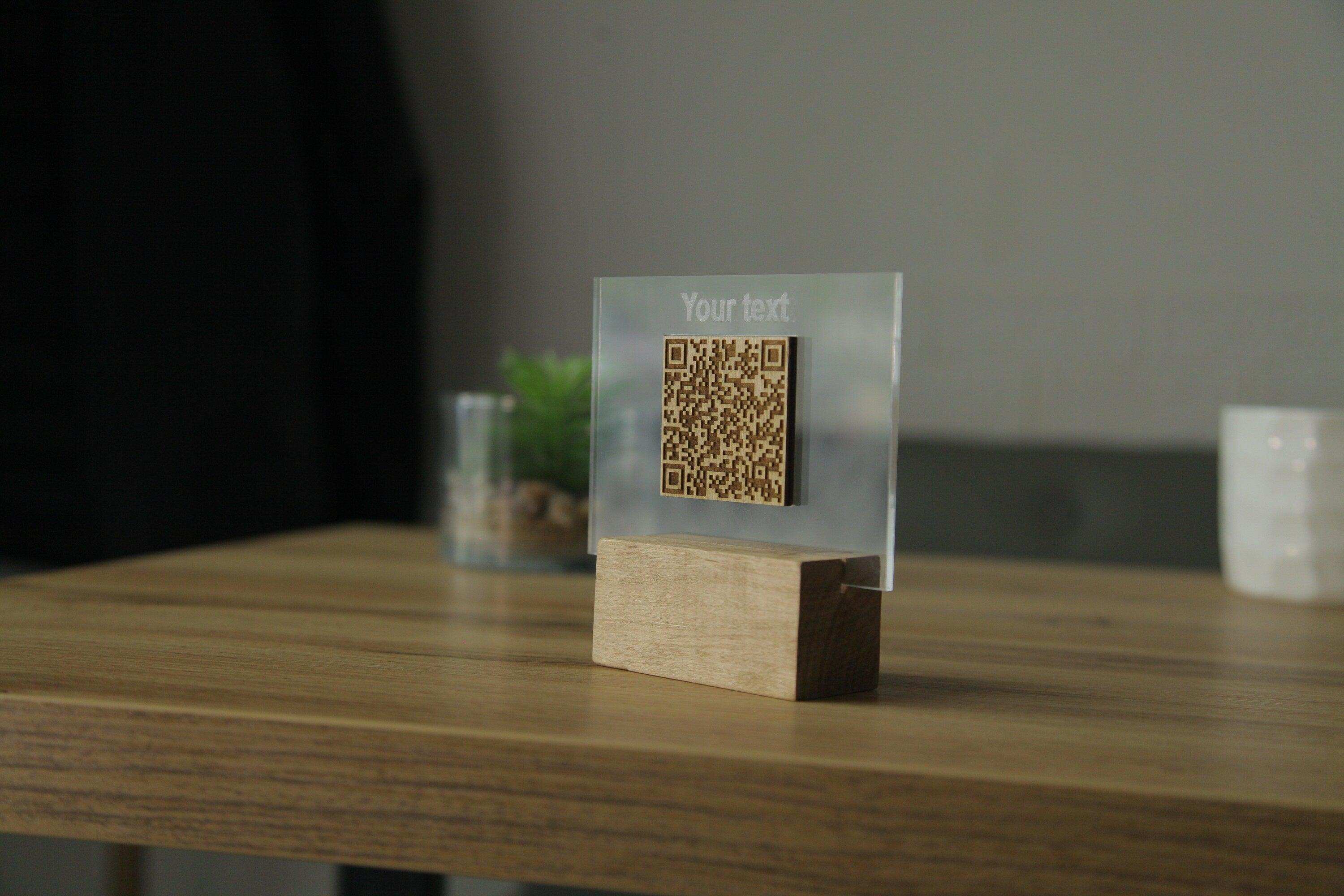 Wooden and Acrylic QR Code Menu Holder