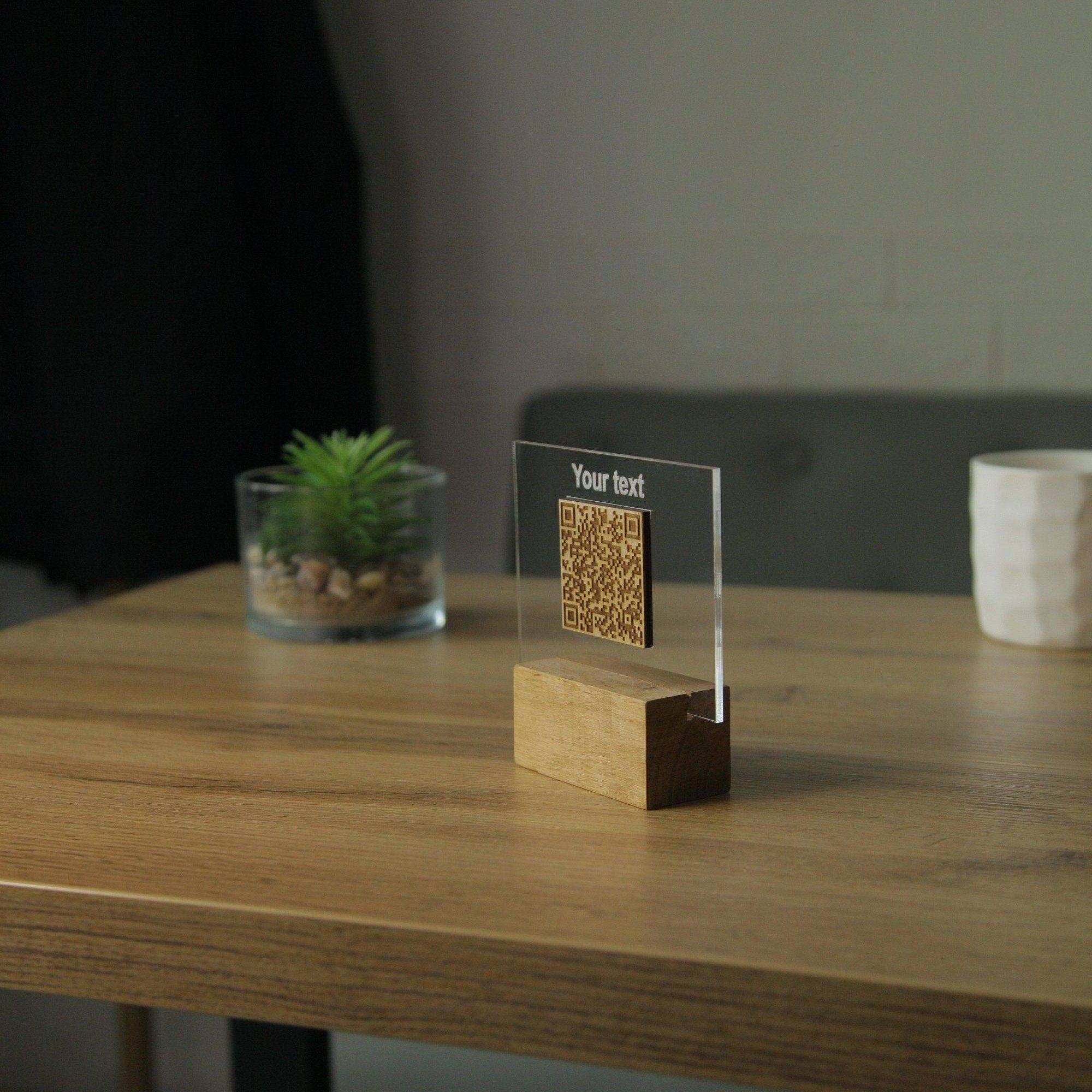 Wooden and Acrylic QR Code Menu Holder